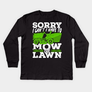 Funny Mowing Lawn Mower Gardener Gift Kids Long Sleeve T-Shirt